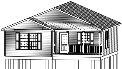 HES027 Custom Coastal Shore Modular Home Exterior Rendering