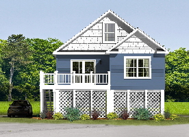 LX202-A Sandcastle Coastal Shore Modular Home Exterior Rendering