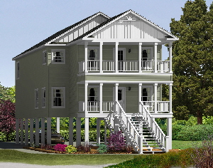 LZ201-A Sea Mist Coastal Shore Modular Home Exterior Rendering