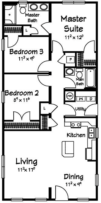 Bayside1 Ranch  Modular Home Floor Plan Designed For Coastal Communities
